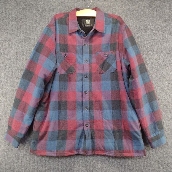 Weatherproof Men's Shirt Jacket Shacket Multi Large Sherpa Fleece Long Sleeve - Picture 2 of 15